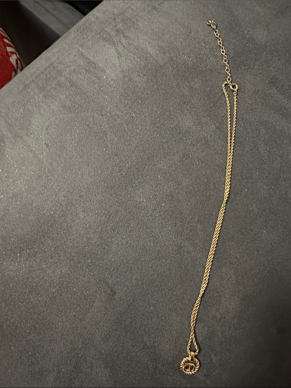 Dior Gold-Tone Rope Chain Necklace with Signature CD Pendant PREOWNED - Picture 9 of 9